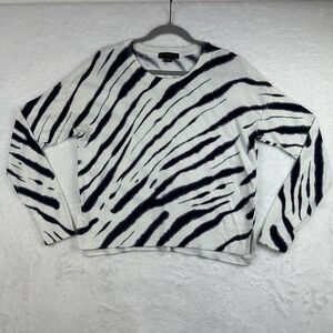 Sanctuary Womens S Long Sleeve Top Sweater‎ Zebra Tie Dye Navy Srtipe